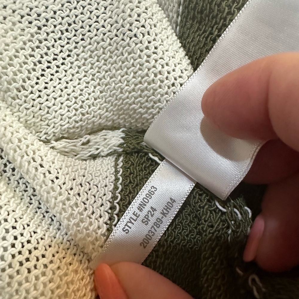 Madewell Loose Knit Crewneck Sweater White Green Stripe Medium - Picture 9 of 10